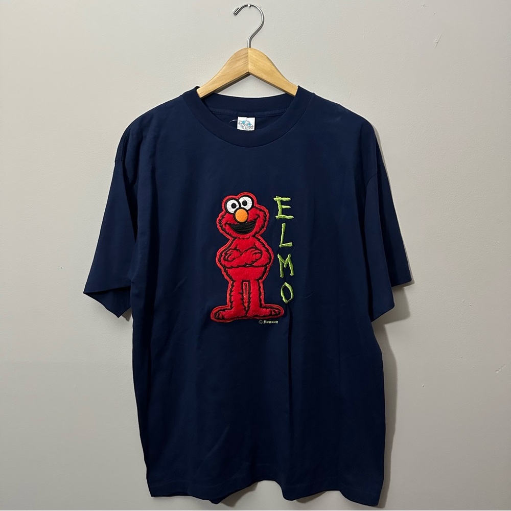 Vintage 90s Fuzzy Elmo Sesame Street Single Stitch T Shirt Adult Size XL (NWT!)